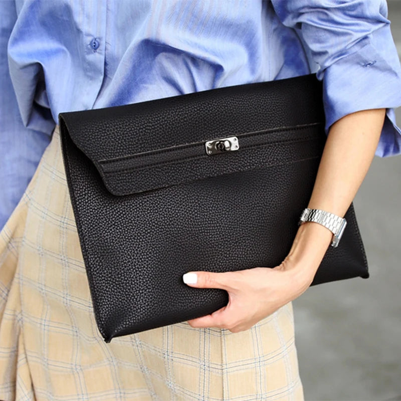 Leather Envelope Clutch Bags - Divawearfashion