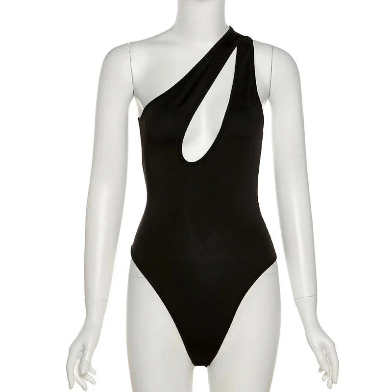 One Shoulder Hollow Out Sexy One Piece Swimsuit - Divawearfashion