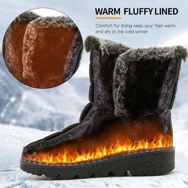 Waterproof Faux Fur Snow Boots - Divawearfashion