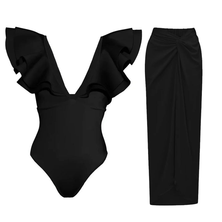 One Piece Off The Shoulder Deep-V Swimsuit - Divawearfashion