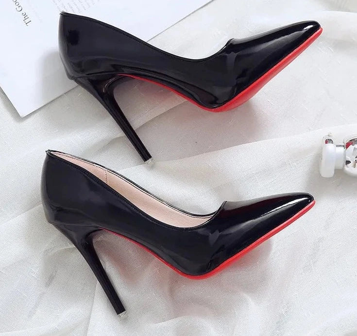 Red Sole Leather High Heels - Divawearfashion