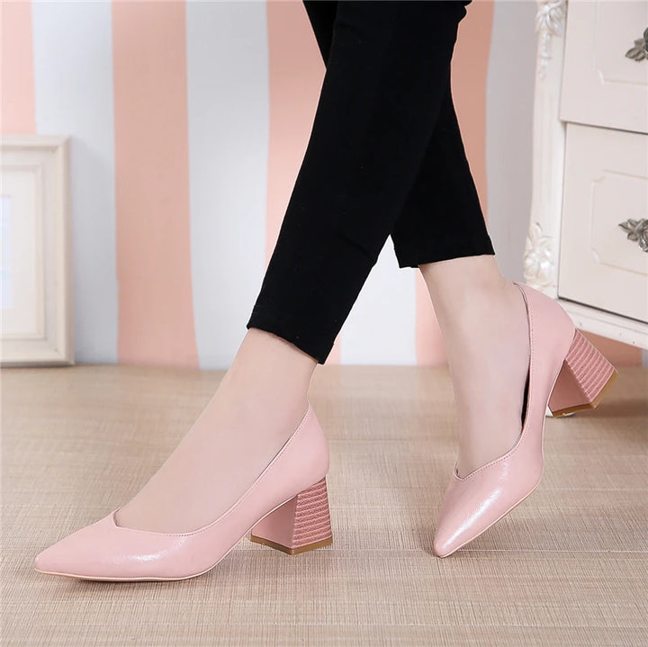 Pointed Thick Heel European Style - Divawearfashion