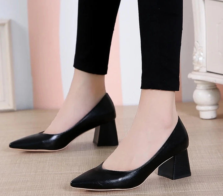 Pointed Thick Heel European Style - Divawearfashion