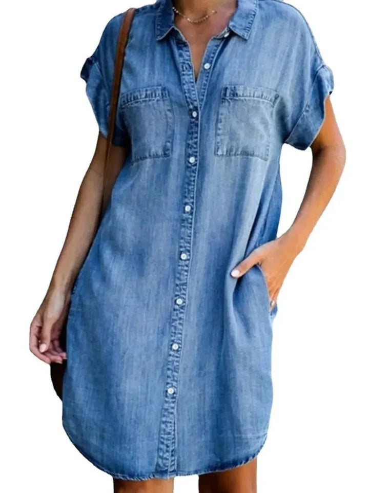 Casual Button Down Denim Dress 