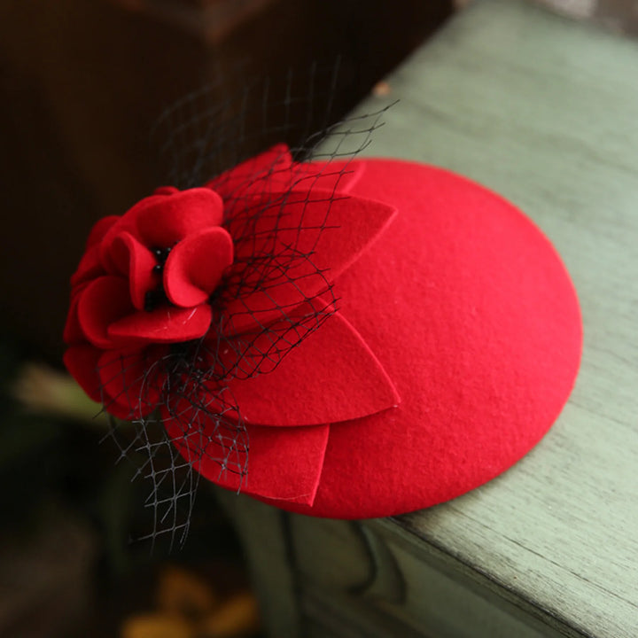 Wool Felt Pillbox Vintage Veil Fedora Hat - Divawearfashion