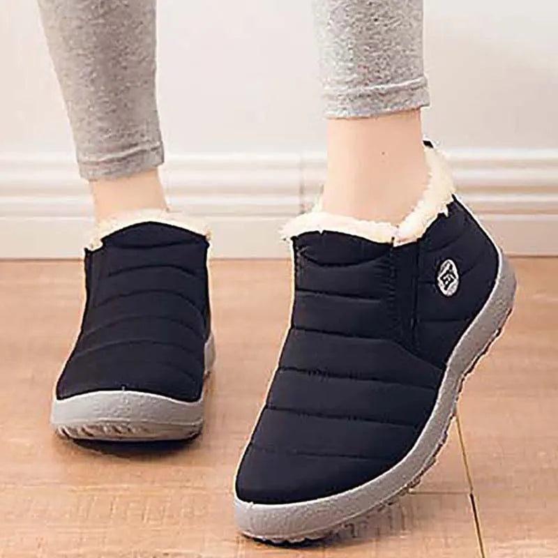 Snow Slip On Platform Waterproof Ankle Boots - Divawearfashion