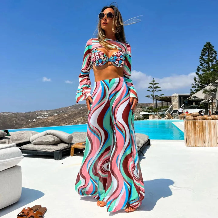 Bikini Pant Dress Set Beachwear - Divawearfashion