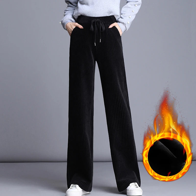 Corduroy High Waist Wide Leg Pants - Divawearfashion