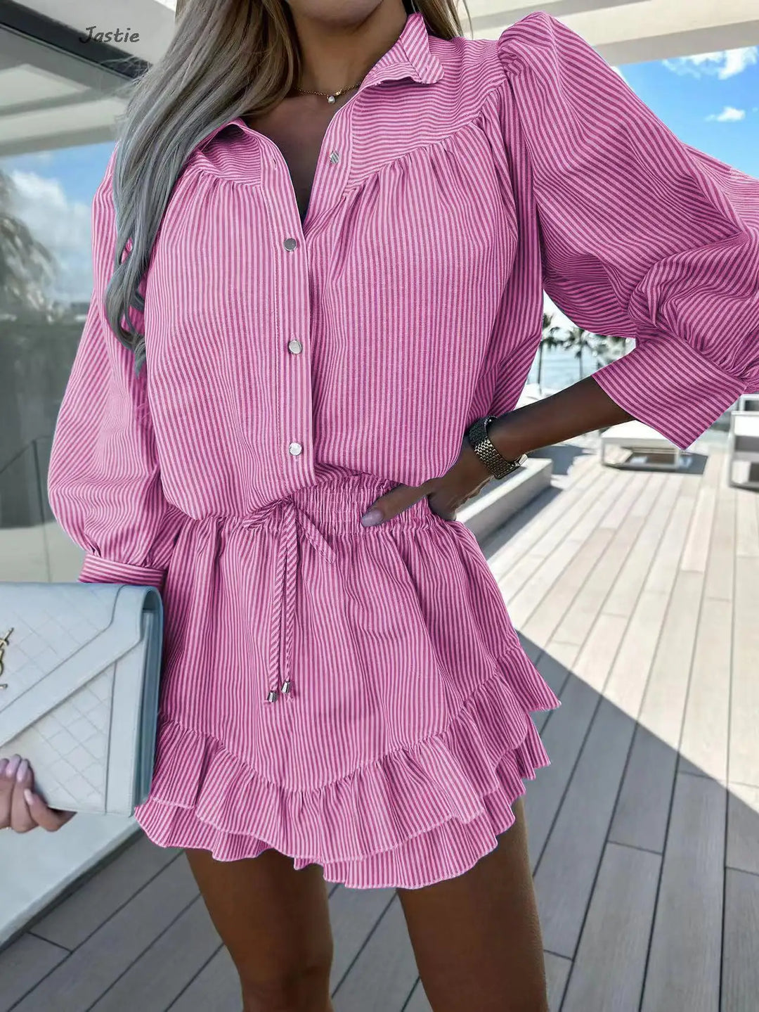 Summer Casual Shirts And Short Skirt Sets 