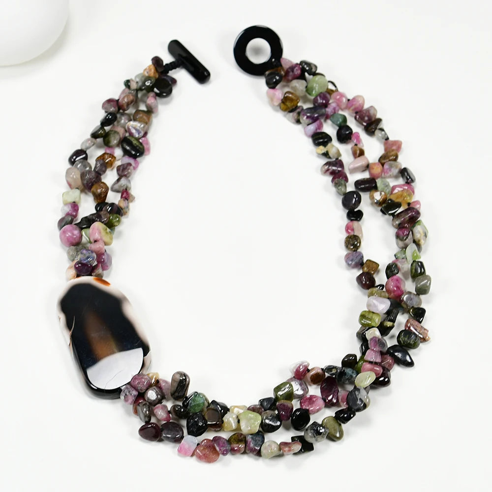 Handmade Mix Color Tourmaline Agate Necklace  - Divawearfashion