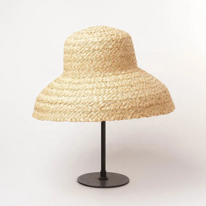 Hand-knitted Raffia Retro Sunscreen Beach Straw Hat with Lacing - Divawearfashion