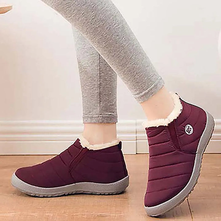 Snow Slip On Platform Waterproof Ankle Boots - Divawearfashion