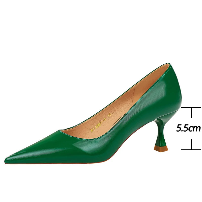 Pointed High-heeled Leather Pumps - Divawearfashion