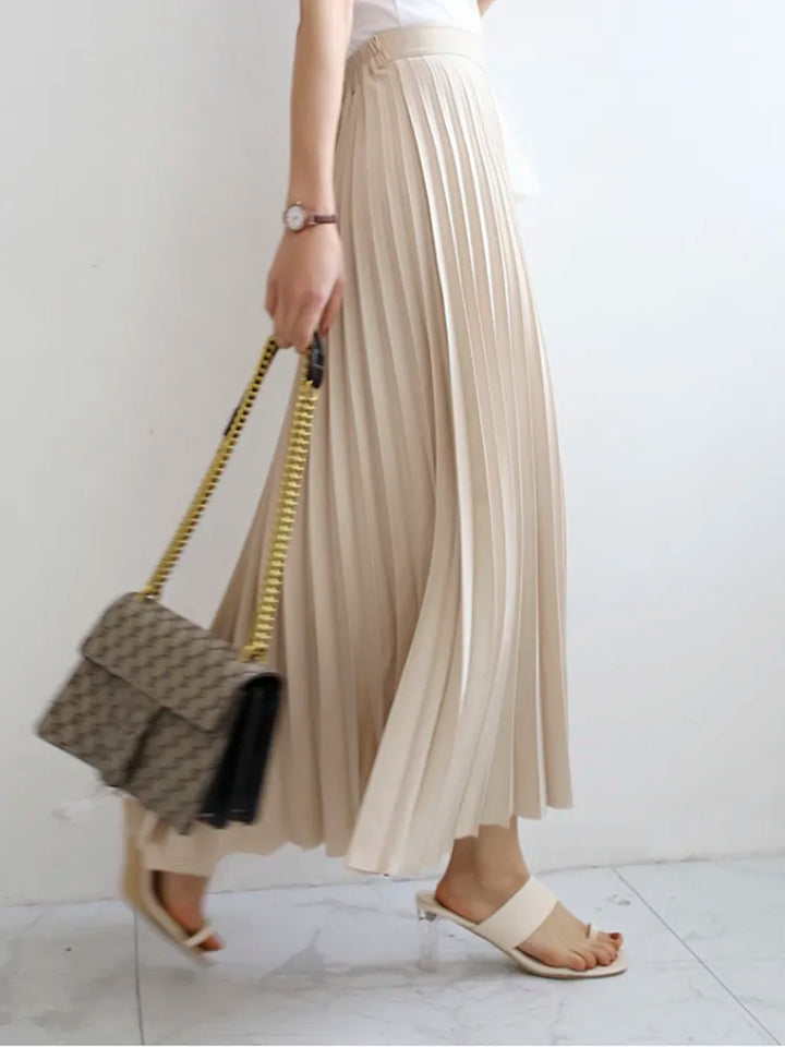 Pleated Elastic High Waist Skirt - Divawearfashion
