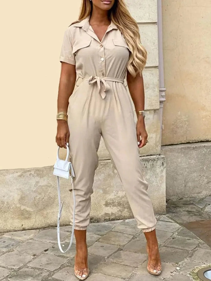 Lace-up Belt One Pieces Jumpsuit - Divawearfashion