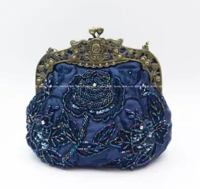 Vintage Embroidered Beaded Evening Bag  - Divawearfashion