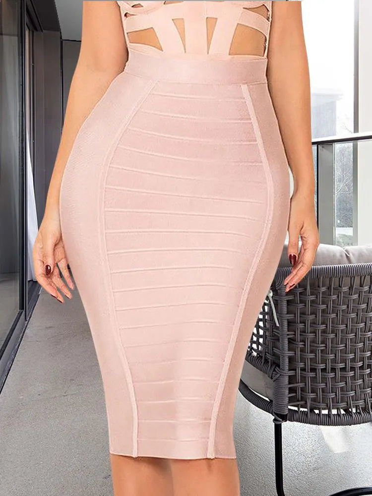 High Waist Tight Bandage Pencil Skirt - Divawearfashion