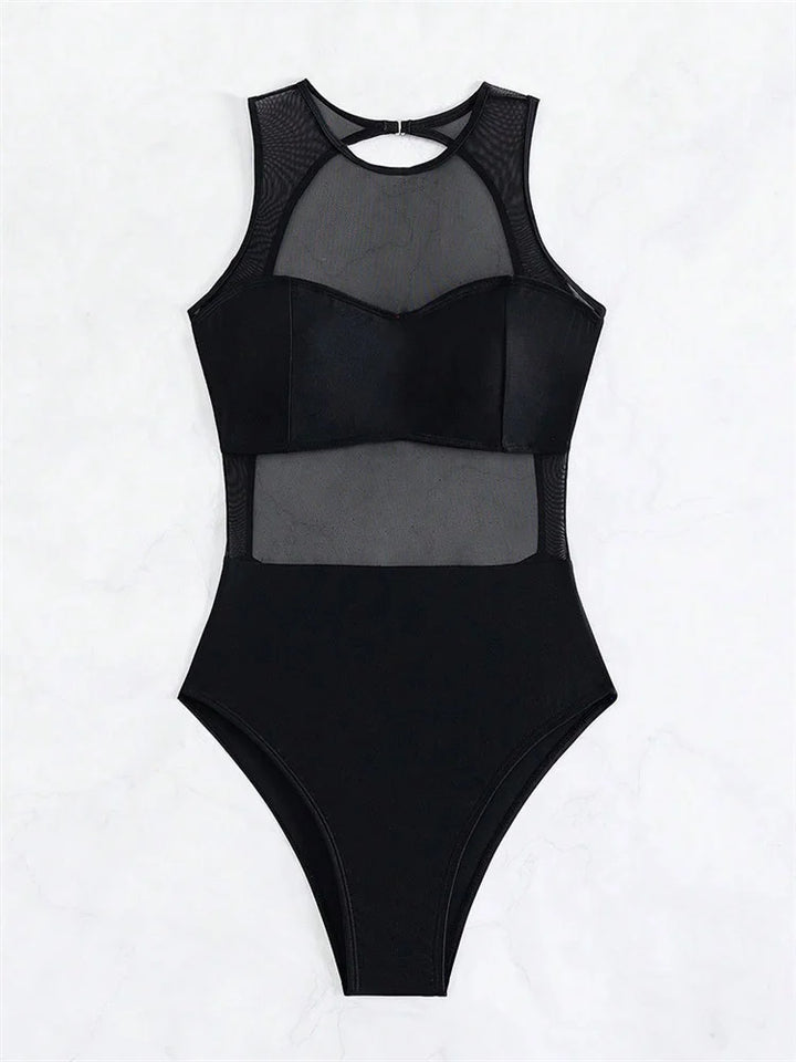 Transparent Hollow Out 1 PC Swimsuit