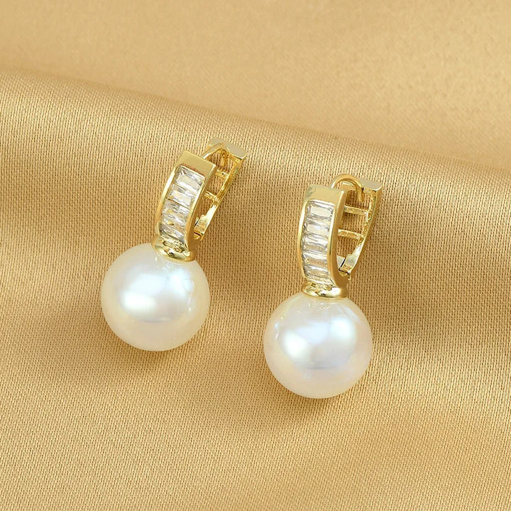 Gold Pearl Drop Earrings - Divawearfashion