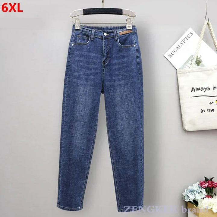 Elastic Waist Loose 5XL 6XL High Waist Jeans 