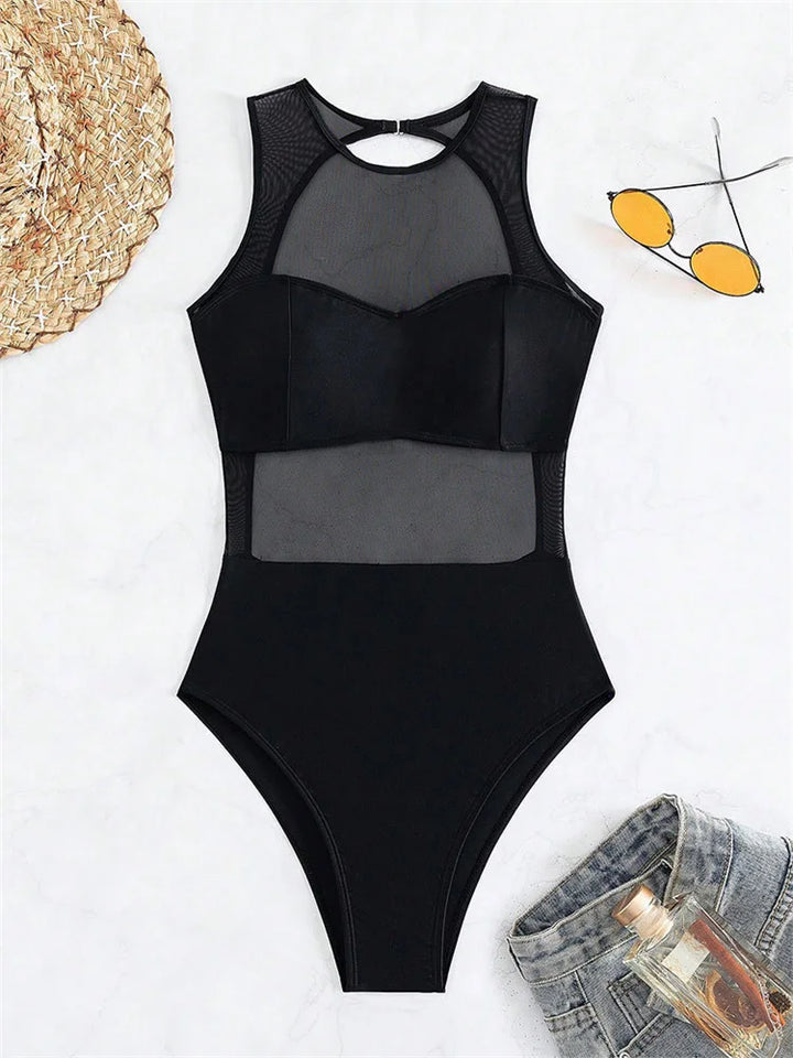 Transparent Hollow Out 1 PC Swimsuit