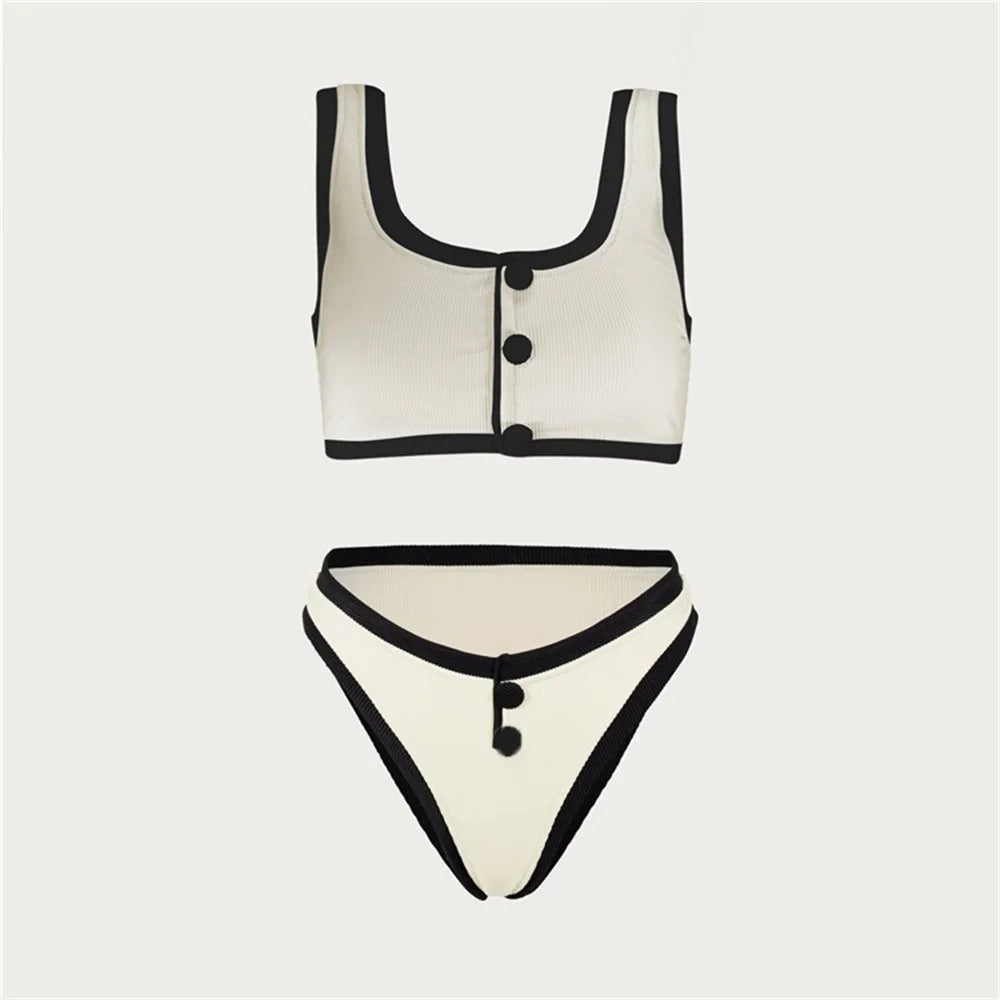 Bow Tie Black & White Retro One Piece Swimsuit with Skirt - Divawearfashion