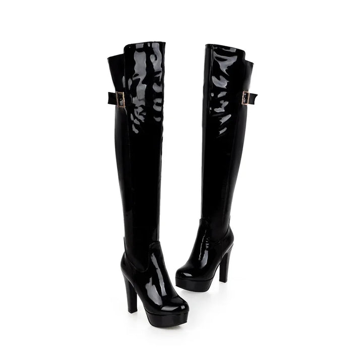 Thigh High Leather Boots - Divawearfashion