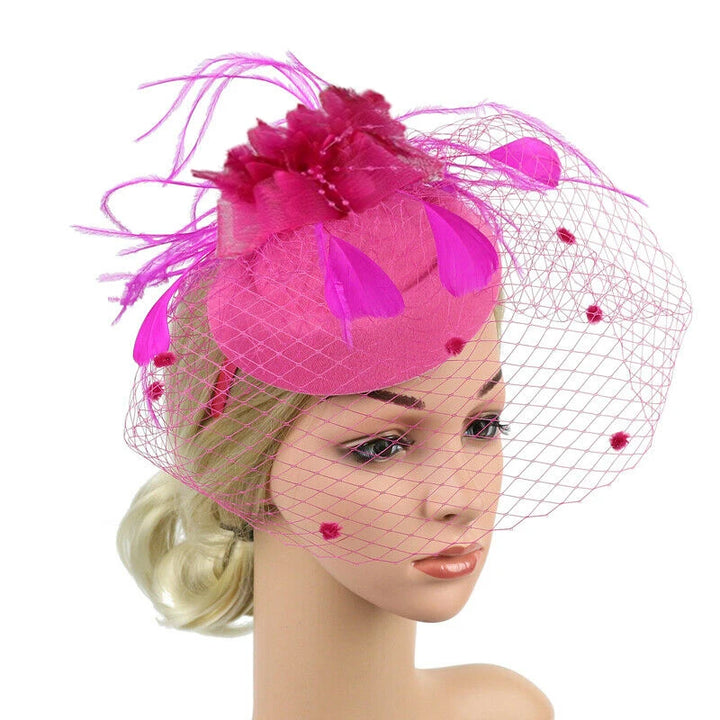 Feather Floral Fedora Hair Fascinator Hat  - Divawearfashion