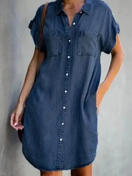 Casual Button Down Denim Dress 