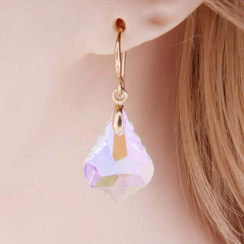 Transparent Drop Crystal Glass Earrings - Divawearfashion