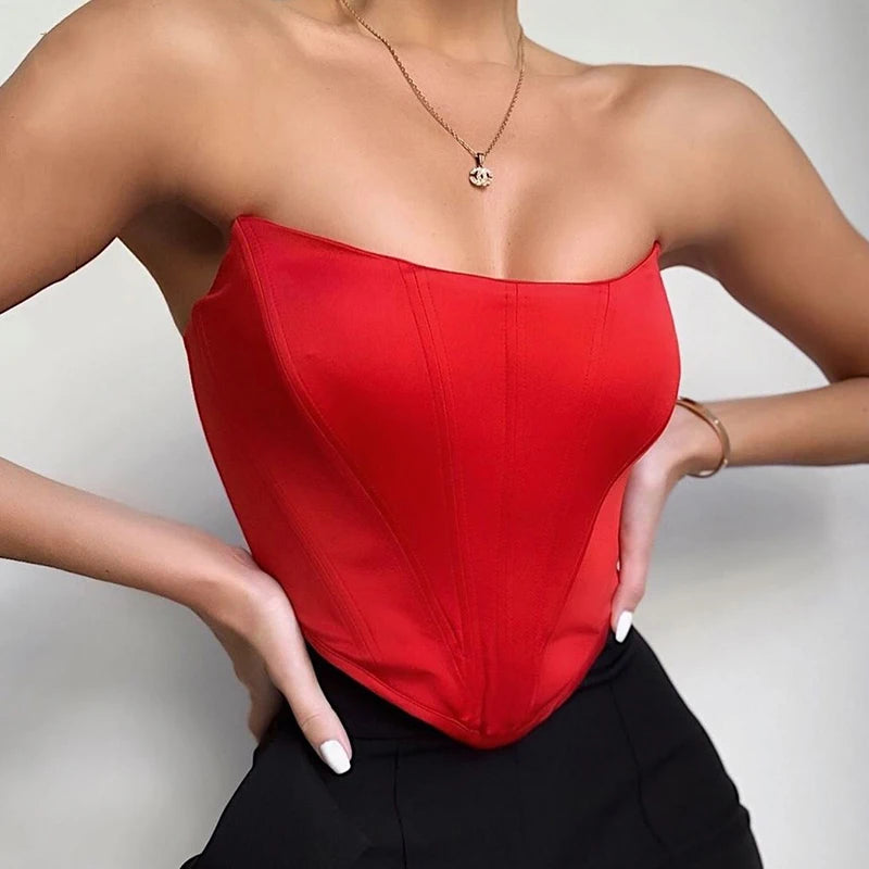 Off Shoulder Corset Crop Tops Bustier - Divawearfashion