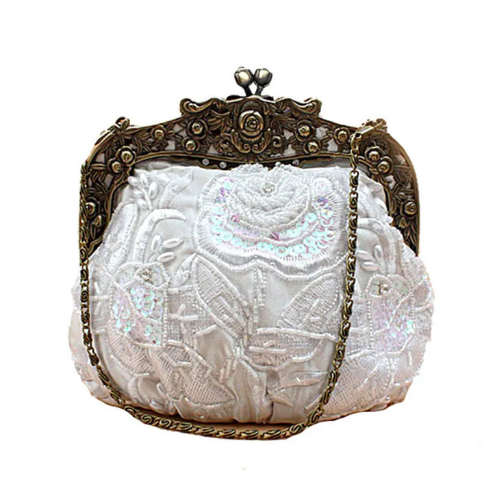 Vintage Embroidered Beaded Evening Bag  - Divawearfashion