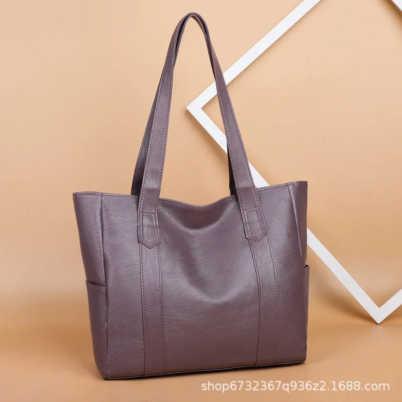 Casual PU Leather Large Bag with Zipper. Divawearfashion