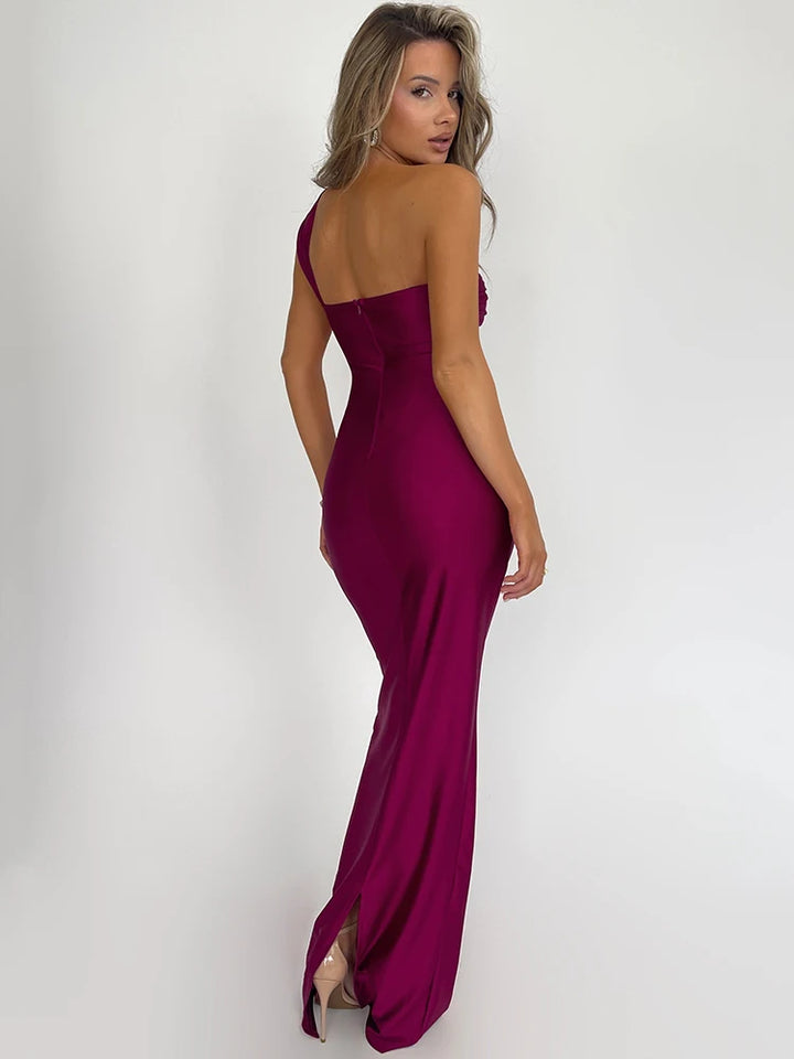 One Shoulder Bodycon Maxi Long Dress 