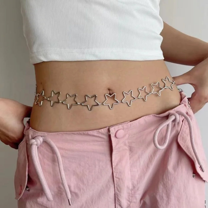 Star Metal Waist Chain Belt - Divawearfashion