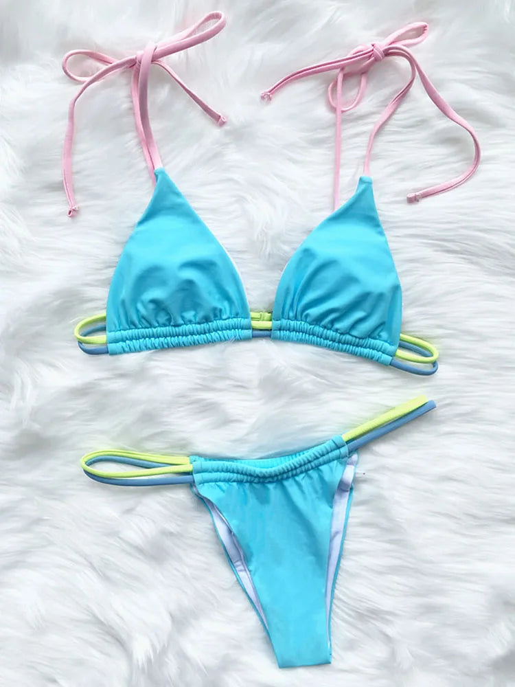 Micro Thong String Bikini Set - Divawearfashion