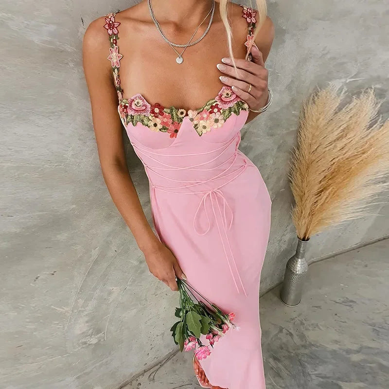 Backless Floral Maxi Bodycon Long Dress