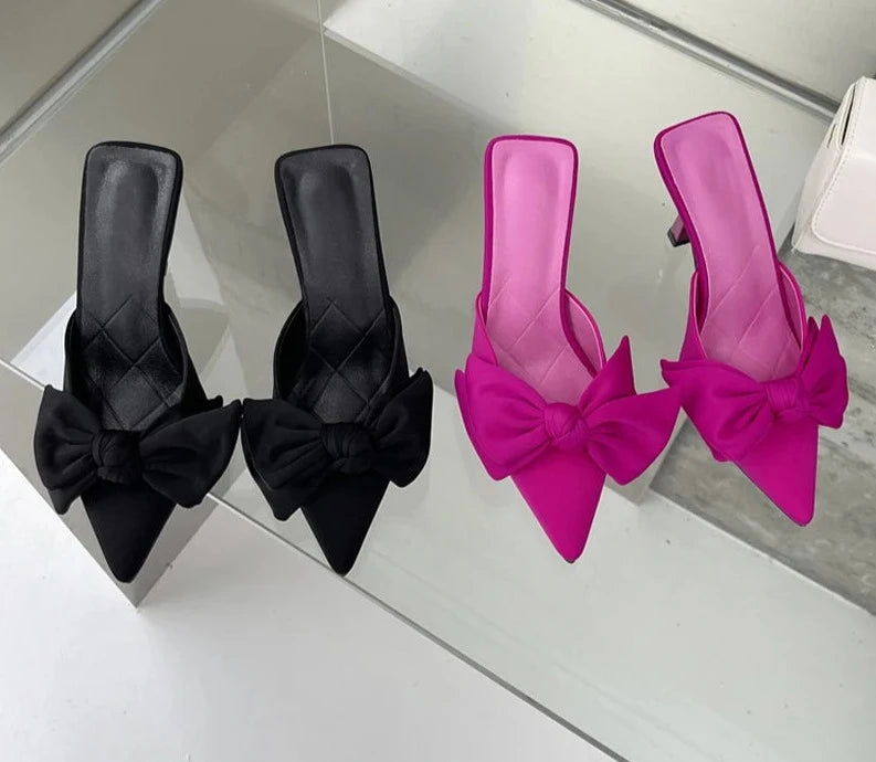 Big Butterfly-knot Pointed Toe High Heel Pumps - Divawearfashion