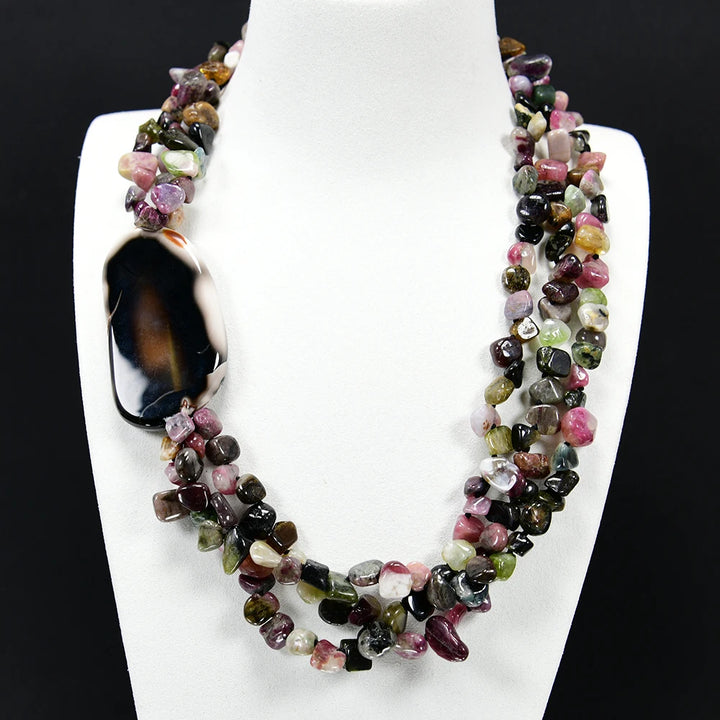 Handmade Mix Color Tourmaline Agate Necklace  - Divawearfashion