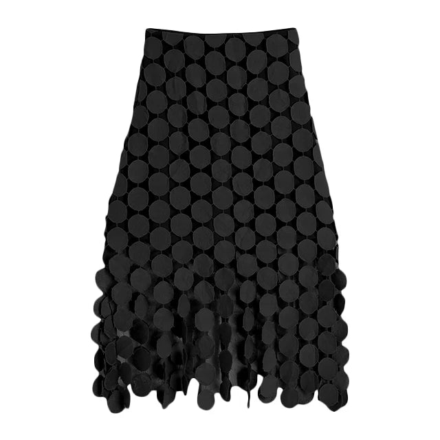 Cut Out High Waist Tassel Irregular Hem Skirt - Divawearfashion