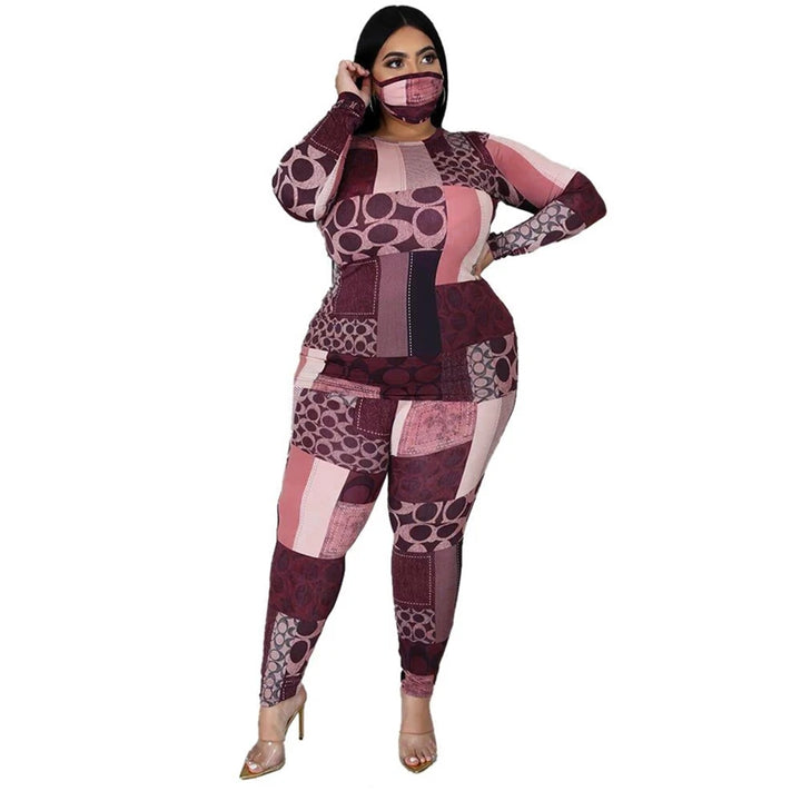 Plus Size 2 PC Stretch Top and Pants Set