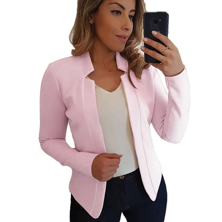 Thin Long Sleeve Open Stitch Blazer - Divawearfashion