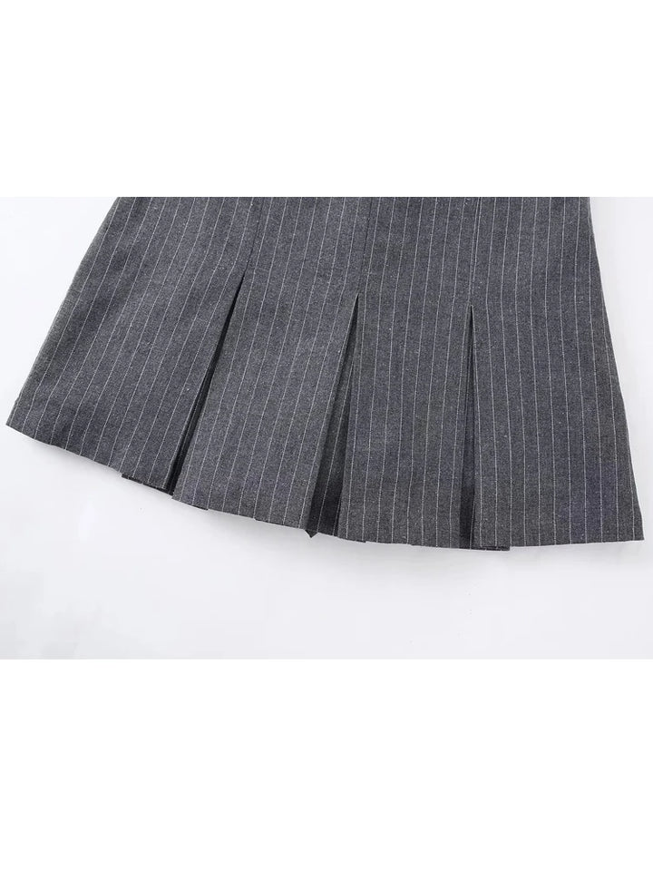 Grey Pleated High Waist Skorts - Divawearfashion