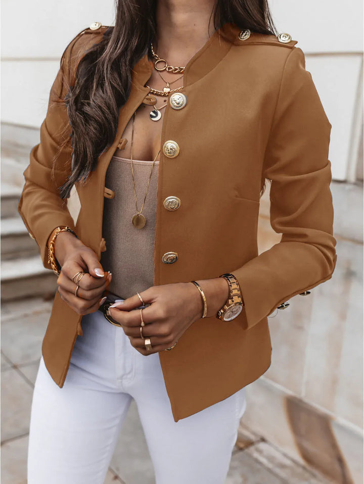 Casual O-neck Long Sleeve Blazer. Divawearfashion