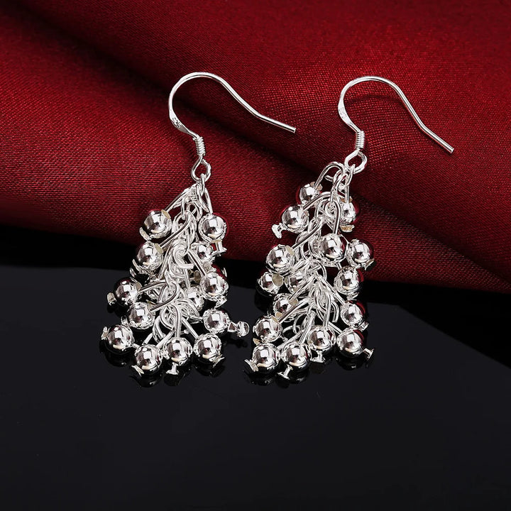 925 Sterling Silver Creative Grape Beads Drop Earrings - Divawearfashion