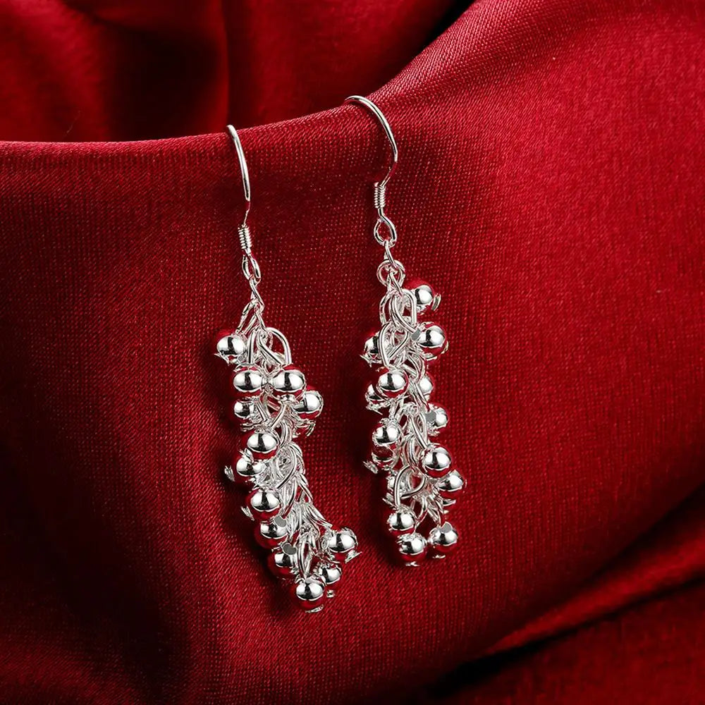 925 Sterling Silver Creative Grape Beads Drop Earrings - Divawearfashion