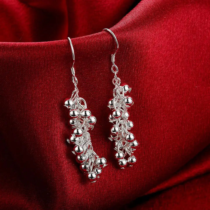 925 Sterling Silver Creative Grape Beads Drop Earrings - Divawearfashion