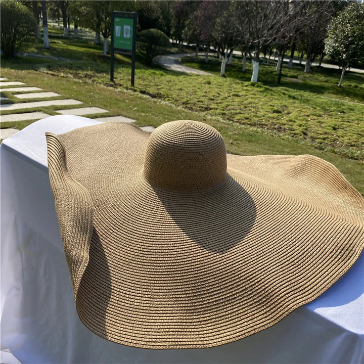 Large Brim Straw Oversized Hat - Divawearfashion