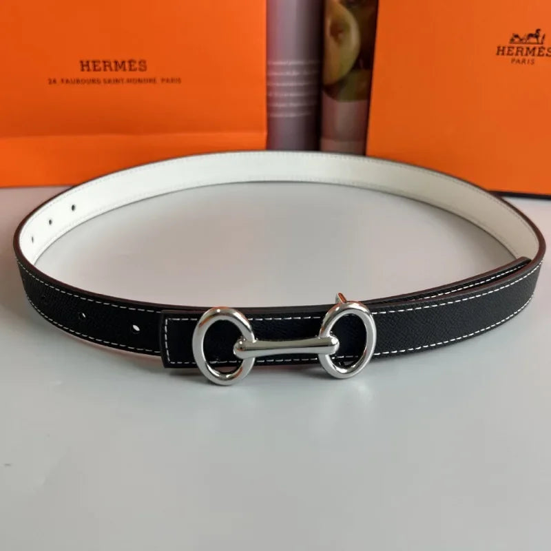 Buckle Cowhide Thin Leather Belt 2.5cm - Divawearfashion