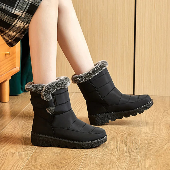 Waterproof Faux Fur Snow Boots - Divawearfashion